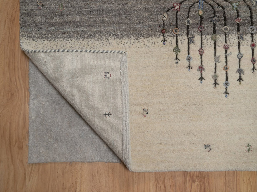 8'8" x 11'10" New Hand Knotted Grey Wool Rectangle Oriental Rug - MOA10292748