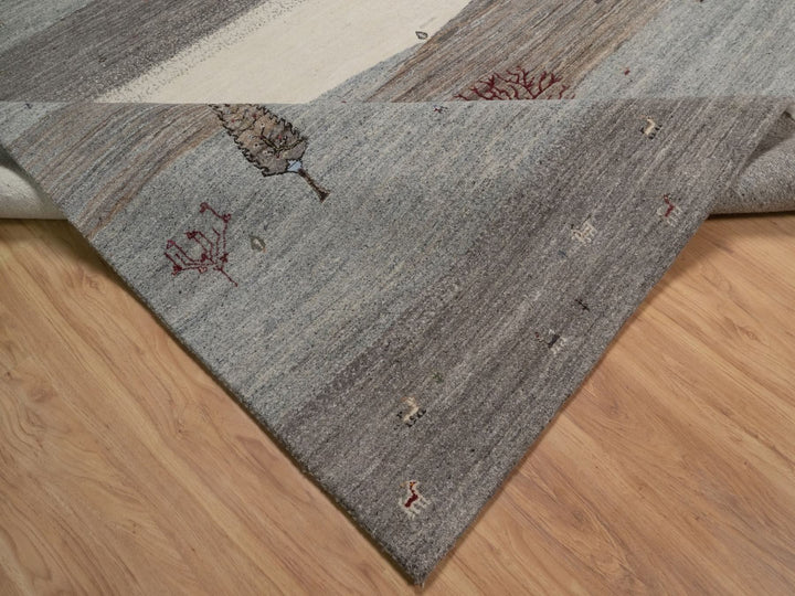 8'8" x 11'10" New Hand Knotted Grey Wool Rectangle Oriental Rug - MOA10292748