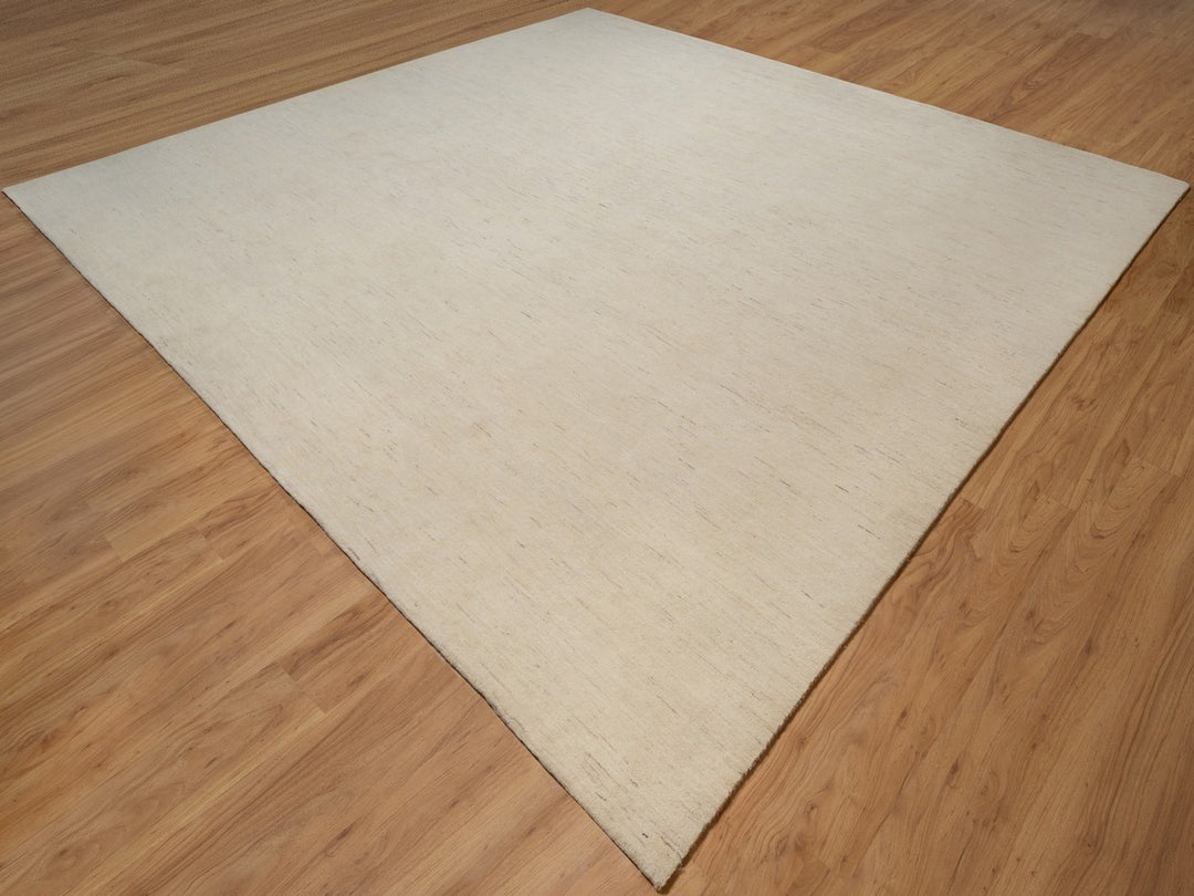 13'3" x 13'3" New Hand Knotted Ivory Wool Square Oriental Rug - MOA10292749