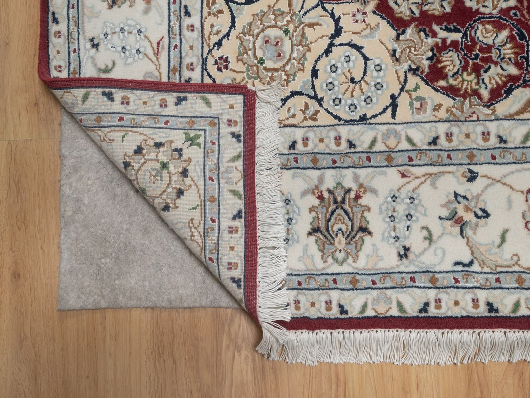 5'10" x 8'11" New Hand Knotted Red Wool & Silk Rectangle Oriental Rug - MOA10292751