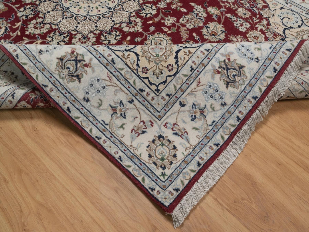 5'10" x 8'11" New Hand Knotted Red Wool & Silk Rectangle Oriental Rug - MOA10292751