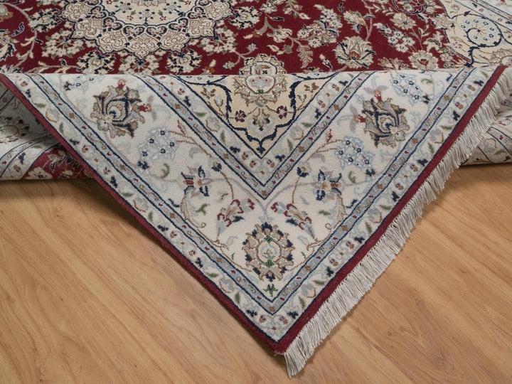 5'10" x 8'11" New Hand Knotted Red Wool & Silk Rectangle Oriental Rug - MOA10292751