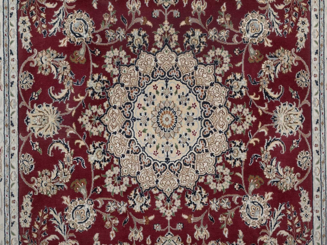 5'10" x 8'11" New Hand Knotted Red Wool & Silk Rectangle Oriental Rug - MOA10292751