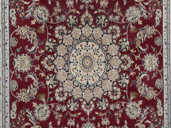 5'10" x 8'11" New Hand Knotted Red Wool & Silk Rectangle Oriental Rug - MOA10292751