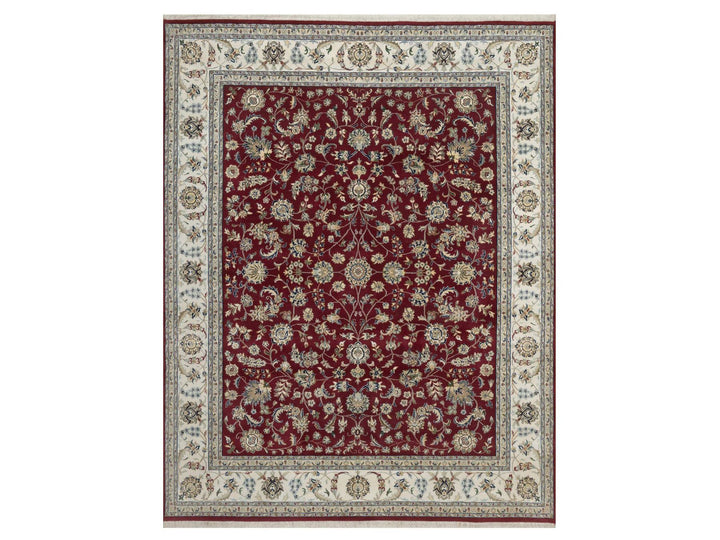 7'11" x 10'0" New Hand Knotted Red Wool & Silk Rectangle Oriental Rug - MOA10292752