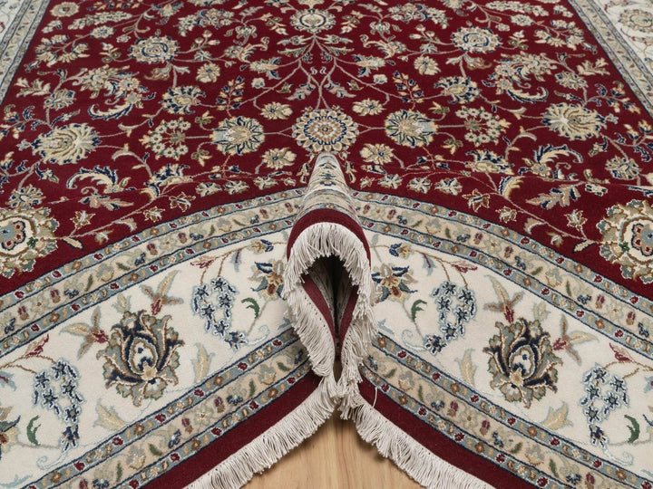 7'11" x 10'0" New Hand Knotted Red Wool & Silk Rectangle Oriental Rug - MOA10292752