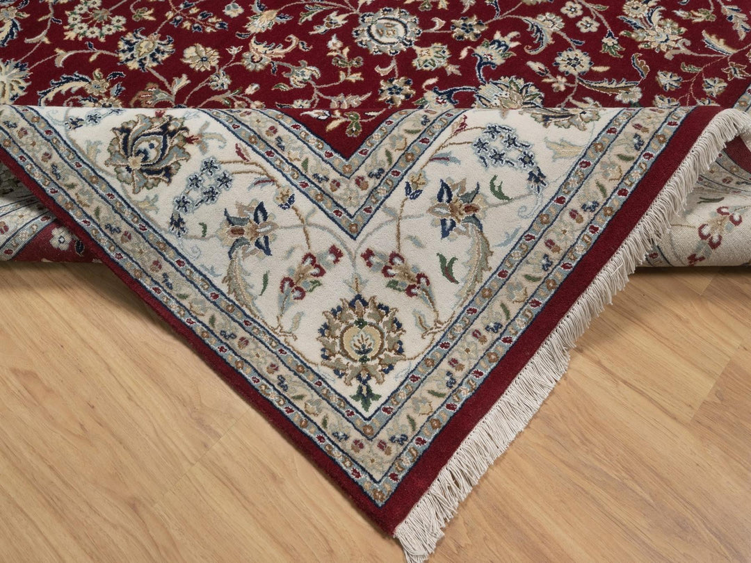 7'11" x 10'0" New Hand Knotted Red Wool & Silk Rectangle Oriental Rug - MOA10292752