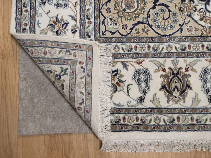 8'0" x 10'1" New Hand Knotted Ivory Wool & Silk Rectangle Oriental Rug - MOA10292753
