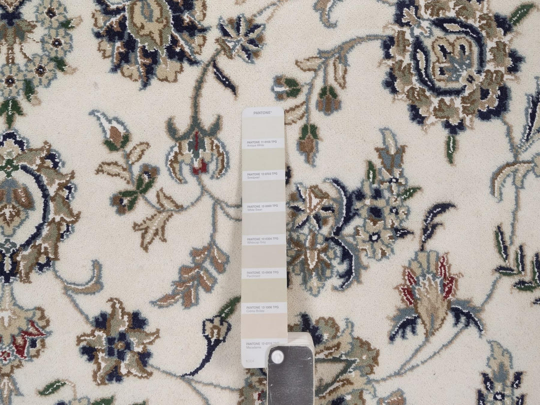 8'0" x 10'1" New Hand Knotted Ivory Wool & Silk Rectangle Oriental Rug - MOA10292753