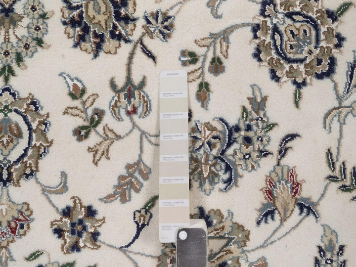 8'0" x 10'1" New Hand Knotted Ivory Wool & Silk Rectangle Oriental Rug - MOA10292753