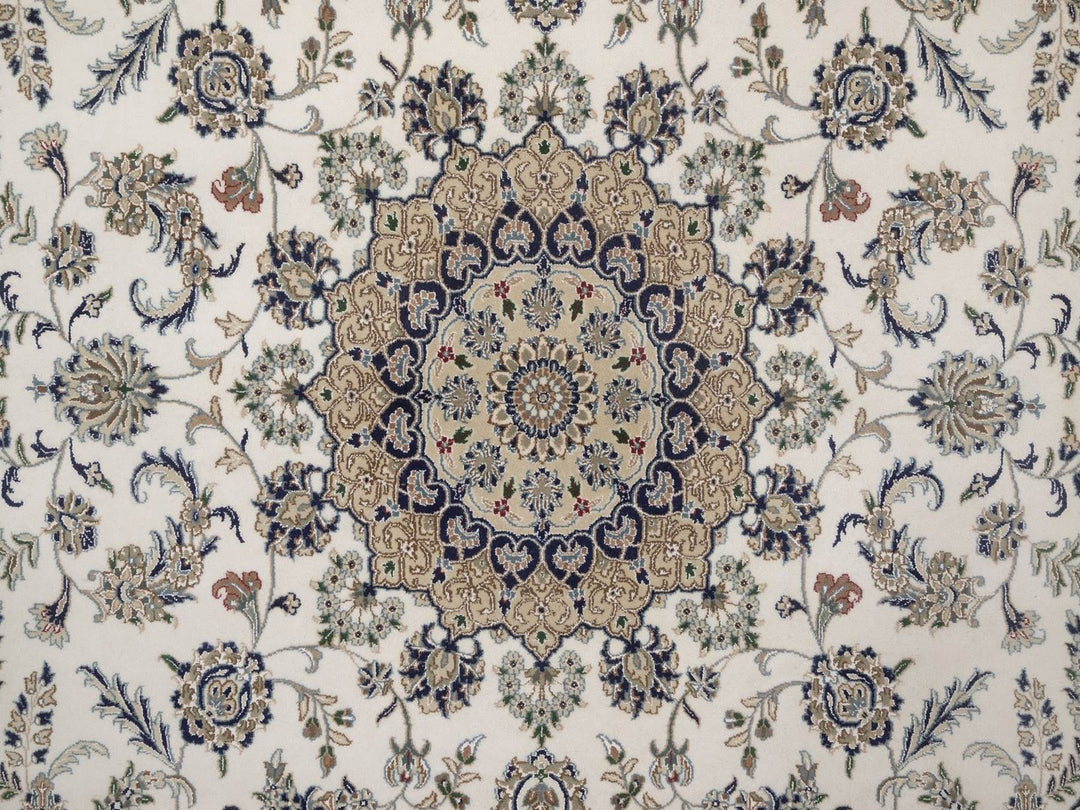 8'0" x 10'1" New Hand Knotted Ivory Wool & Silk Rectangle Oriental Rug - MOA10292753