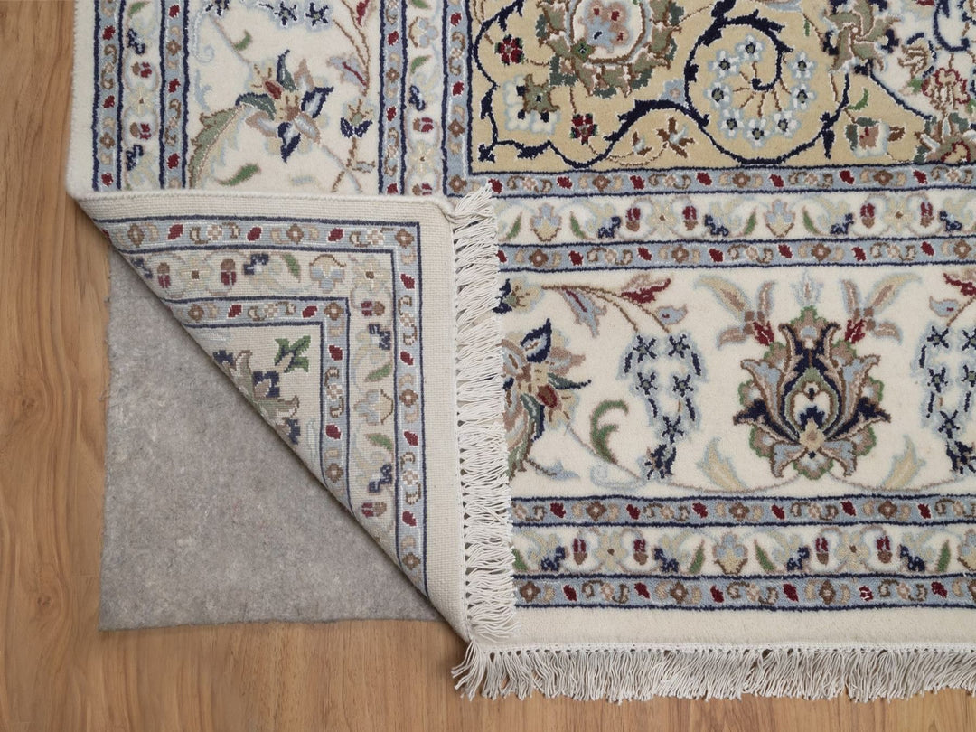 8'0" x 10'2" New Hand Knotted Ivory Wool & Silk Rectangle Oriental Rug - MOA10292754
