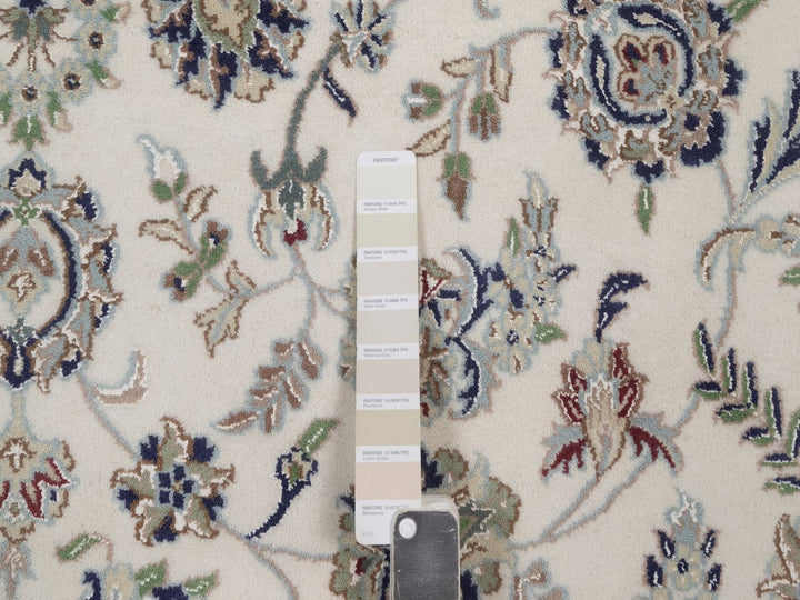 8'0" x 10'2" New Hand Knotted Ivory Wool & Silk Rectangle Oriental Rug - MOA10292754