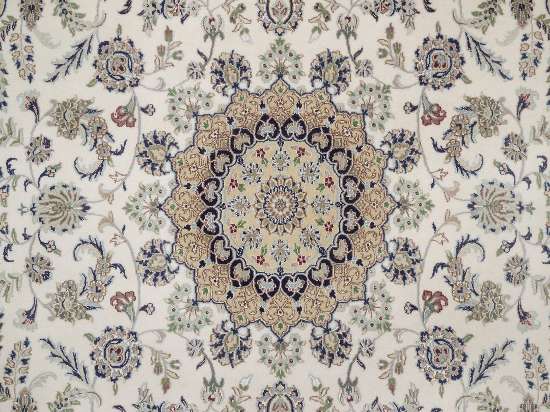 8'0" x 10'2" New Hand Knotted Ivory Wool & Silk Rectangle Oriental Rug - MOA10292754