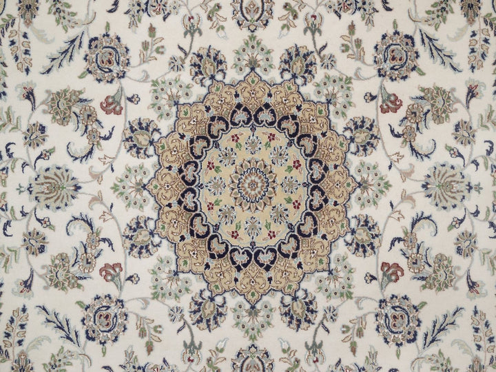 8'0" x 10'2" New Hand Knotted Ivory Wool & Silk Rectangle Oriental Rug - MOA10292754