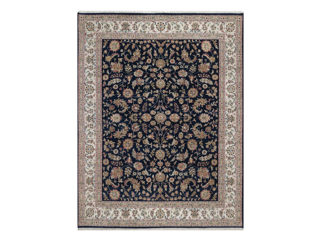 7'9" x 10'0" New Hand Knotted Blue Wool & Silk Rectangle Oriental Rug - MOA10292755