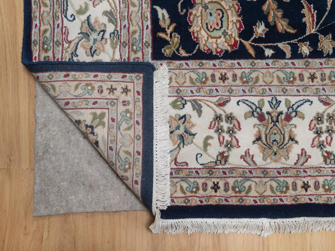 7'9" x 10'0" New Hand Knotted Blue Wool & Silk Rectangle Oriental Rug - MOA10292755