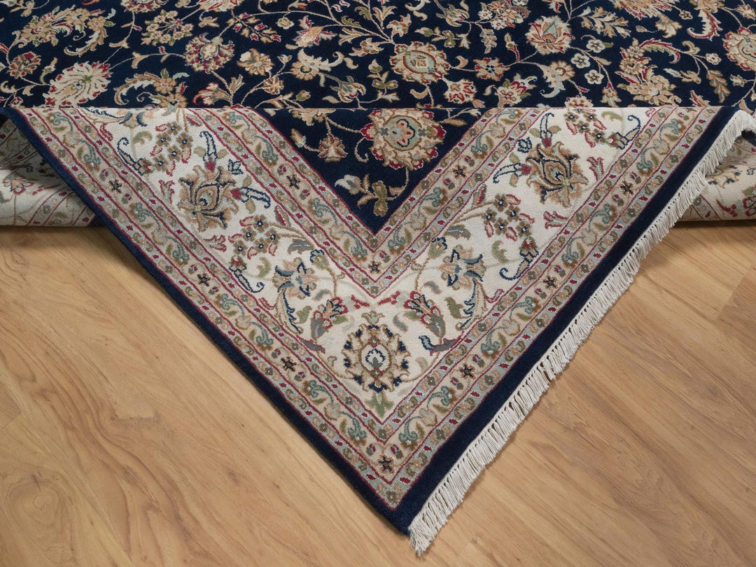 7'9" x 10'0" New Hand Knotted Blue Wool & Silk Rectangle Oriental Rug - MOA10292755