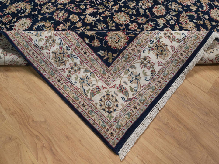 7'9" x 10'0" New Hand Knotted Blue Wool & Silk Rectangle Oriental Rug - MOA10292755