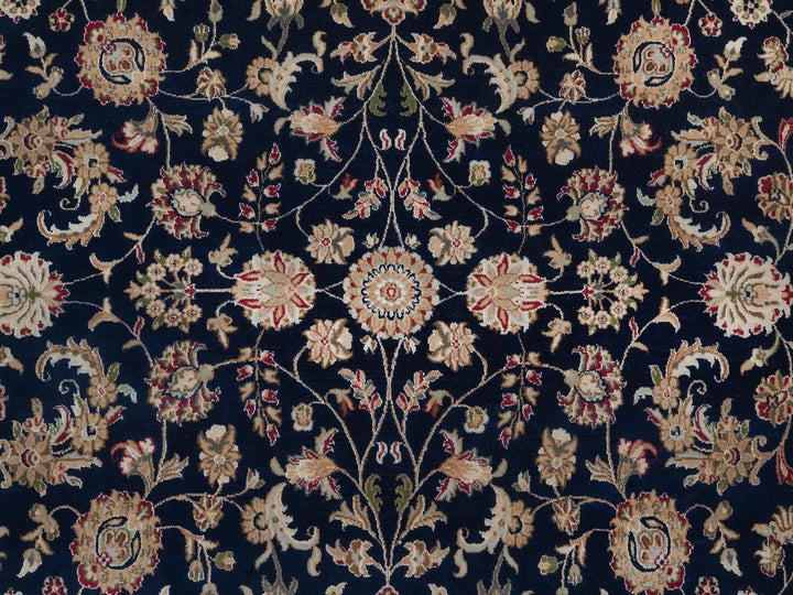 7'9" x 10'0" New Hand Knotted Blue Wool & Silk Rectangle Oriental Rug - MOA10292755