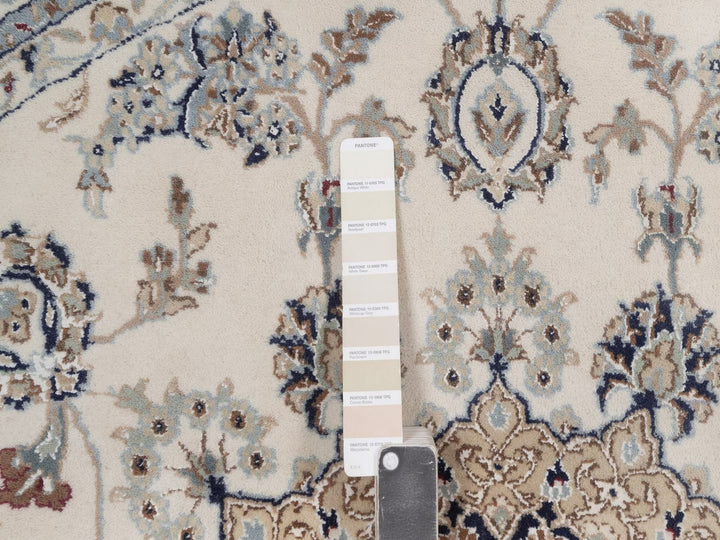 6'0" x 6'0" New Hand Knotted Ivory Wool & Silk Round Oriental Rug - MOA10292756