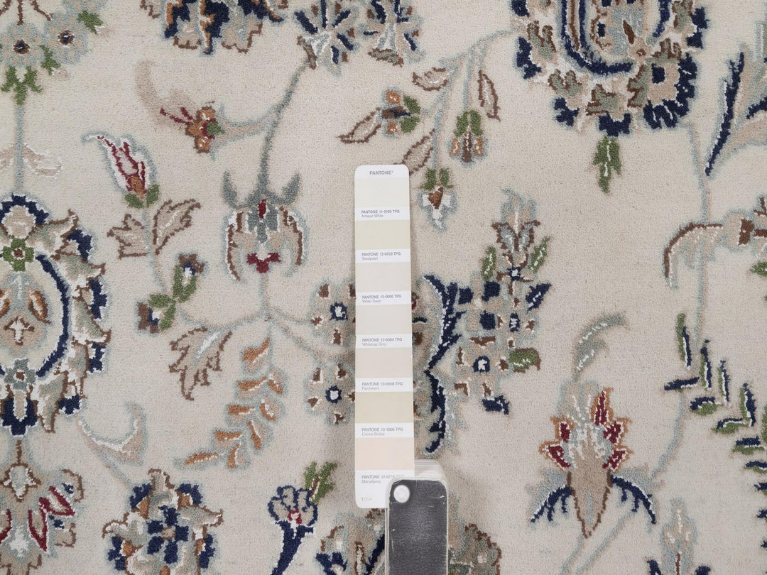 8'9" x 12'1" New Hand Knotted Ivory Wool & Silk Rectangle Oriental Rug - MOA10292758