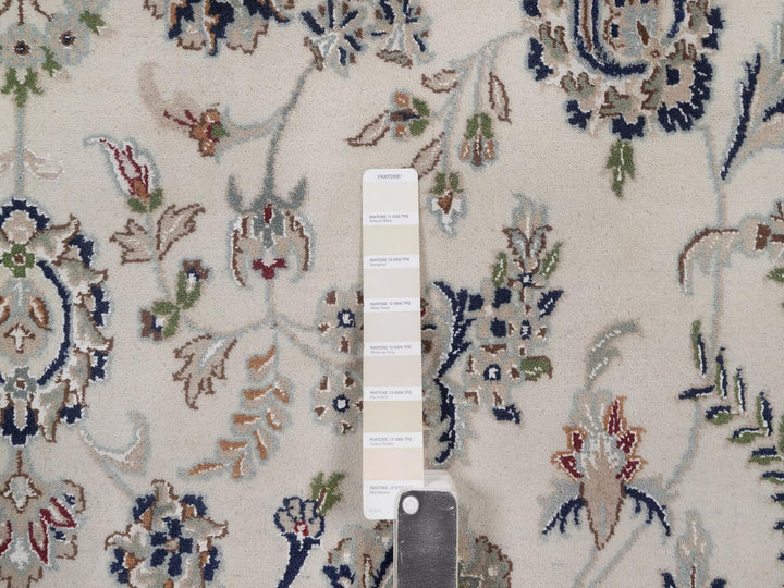 8'9" x 12'1" New Hand Knotted Ivory Wool & Silk Rectangle Oriental Rug - MOA10292758