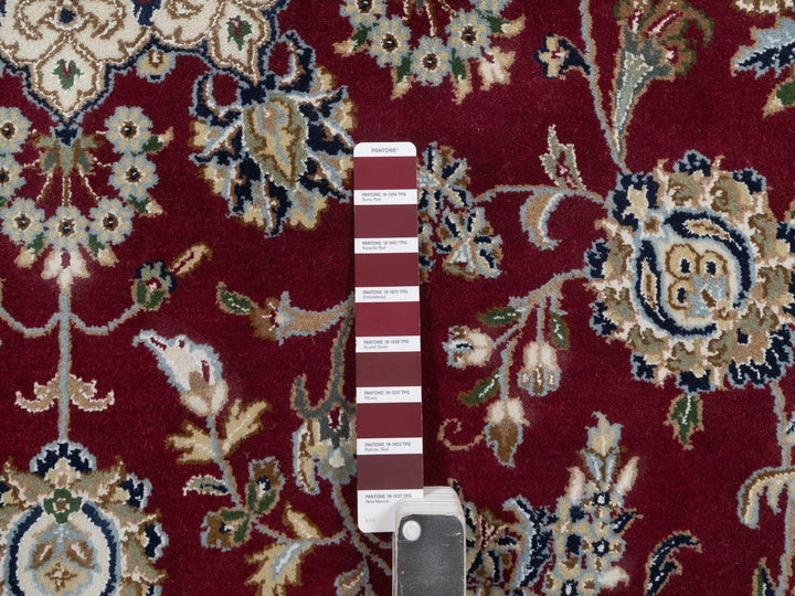 8'0" x 8'0" New Hand Knotted Red Wool & Silk Round Oriental Rug - MOA10292759