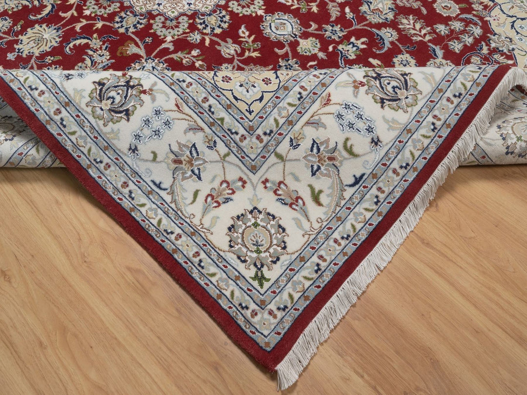 7'10" x 10'1" New Hand Knotted Red Wool & Silk Rectangle Oriental Rug - MOA10292762
