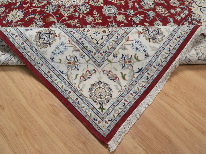 7'10" x 10'1" New Hand Knotted Red Wool & Silk Rectangle Oriental Rug - MOA10292762