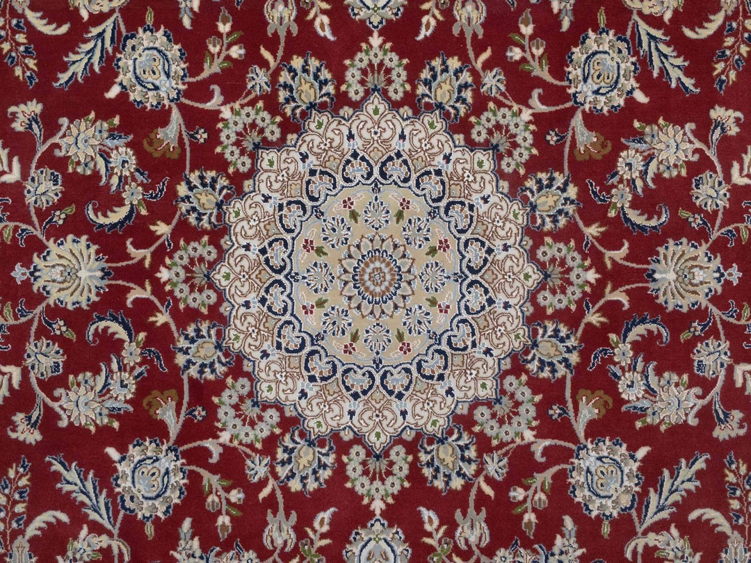 7'10" x 10'1" New Hand Knotted Red Wool & Silk Rectangle Oriental Rug - MOA10292762