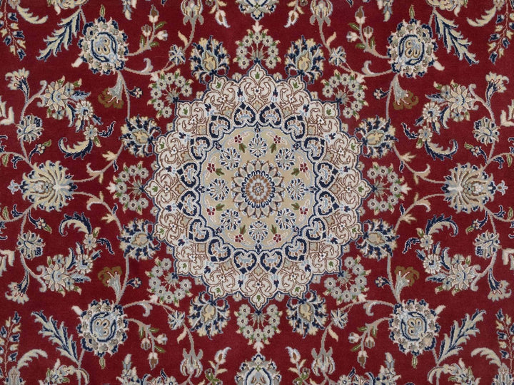 7'10" x 10'1" New Hand Knotted Red Wool & Silk Rectangle Oriental Rug - MOA10292762