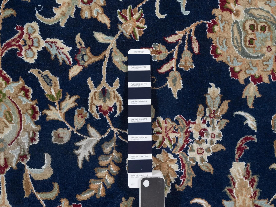 9'1" x 12'1" New Hand Knotted Blue Wool & Silk Rectangle Oriental Rug - MOA10292765