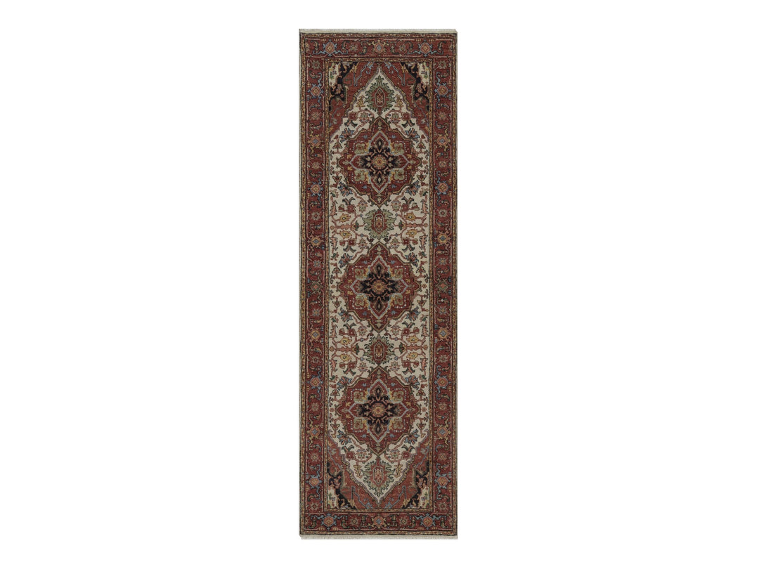 2'6" x 8'0" New Hand Knotted Ivory Wool Runner Oriental Rug - MOA10292767