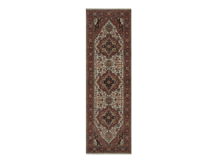 2'6" x 8'0" New Hand Knotted Ivory Wool Runner Oriental Rug - MOA10292767