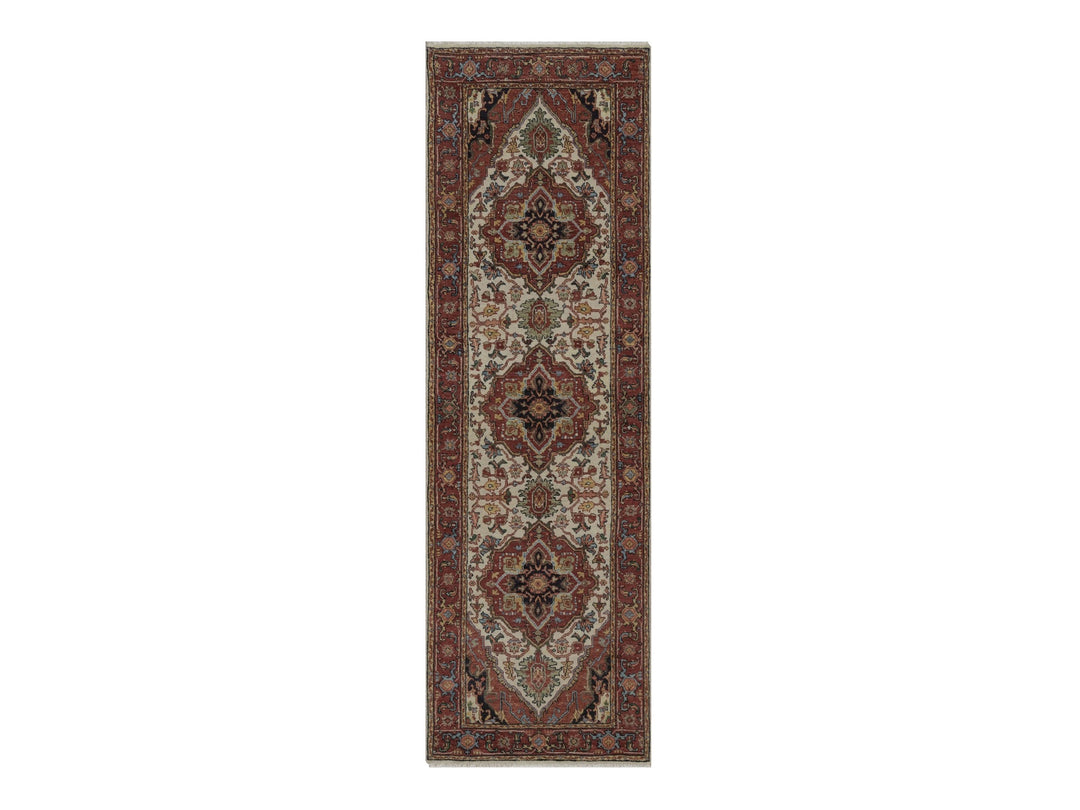 2'6" x 8'0" New Hand Knotted Ivory Wool Runner Oriental Rug - MOA10292768