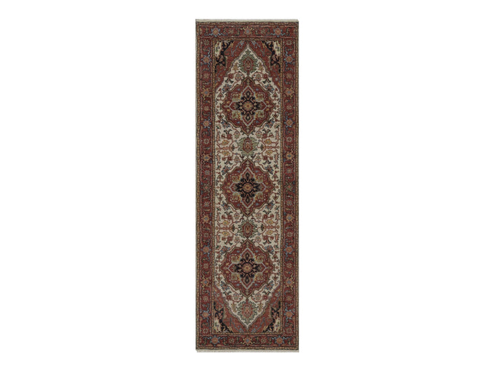 2'6" x 8'0" New Hand Knotted Ivory Wool Runner Oriental Rug - MOA10292768