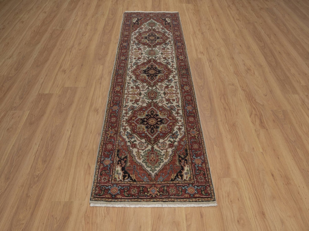 2'6" x 8'0" New Hand Knotted Ivory Wool Runner Oriental Rug - MOA10292768