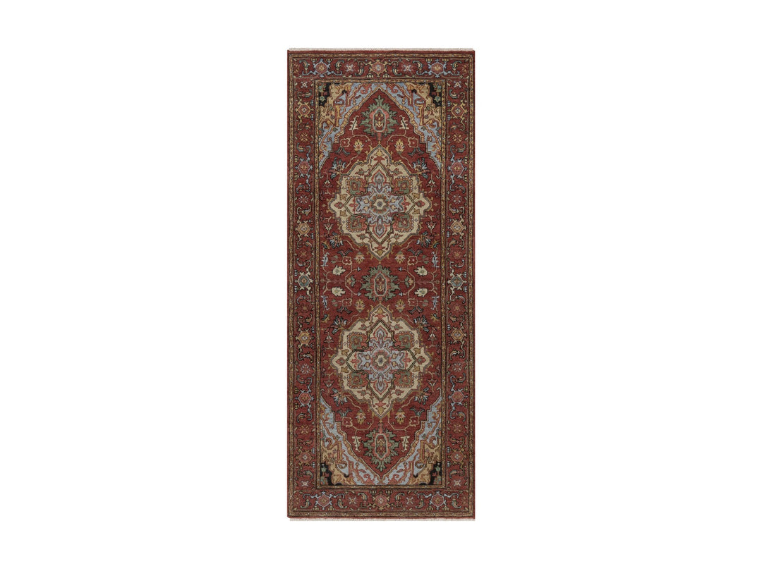 2'6" x 6'3" New Hand Knotted Red Wool Runner Oriental Rug - MOA10292770