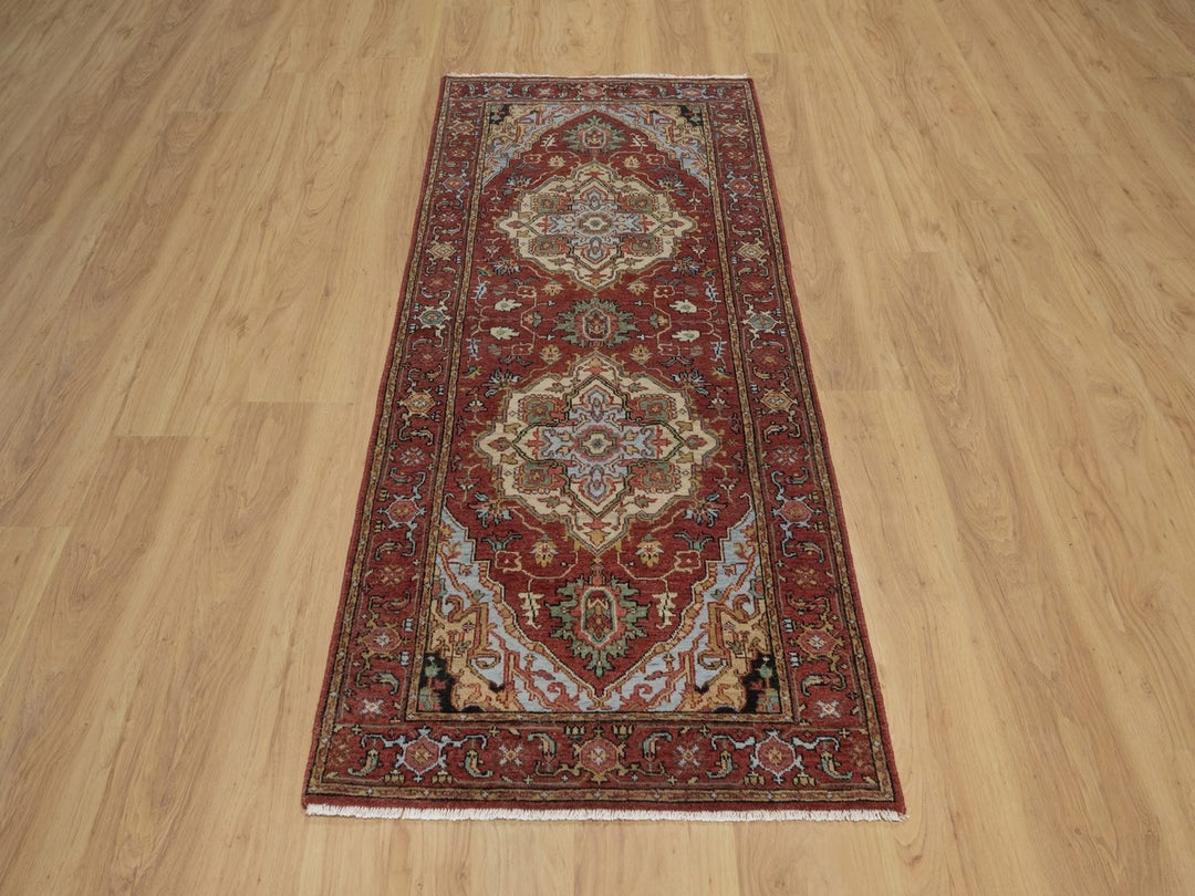 2'6" x 6'3" New Hand Knotted Red Wool Runner Oriental Rug - MOA10292770