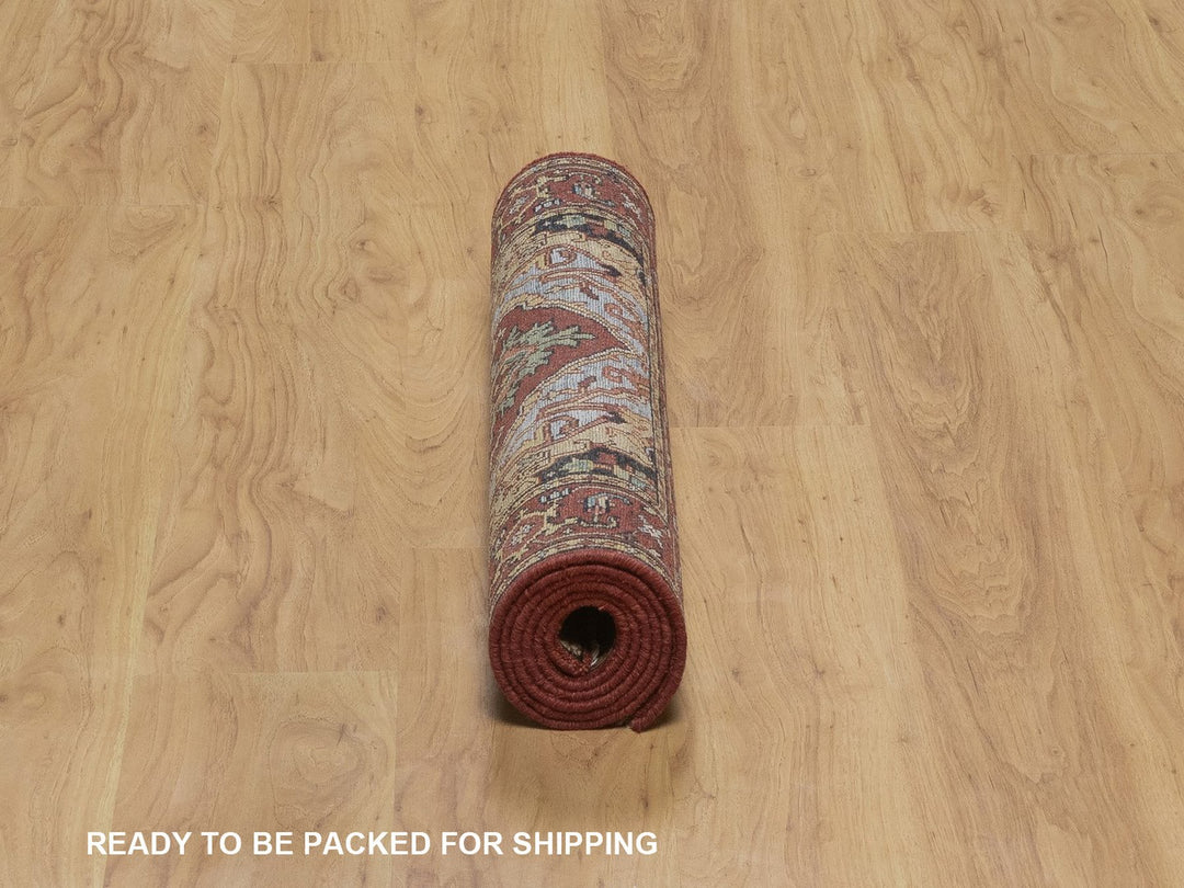 2'6" x 6'3" New Hand Knotted Red Wool Runner Oriental Rug - MOA10292770