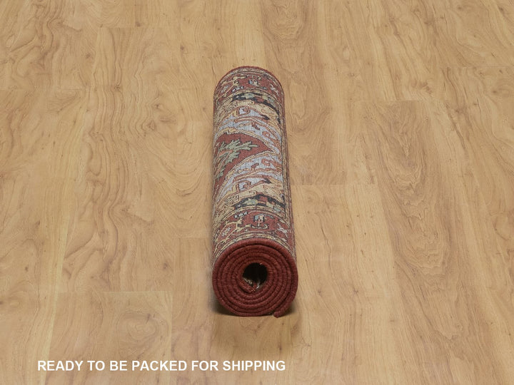 2'6" x 6'3" New Hand Knotted Red Wool Runner Oriental Rug - MOA10292770
