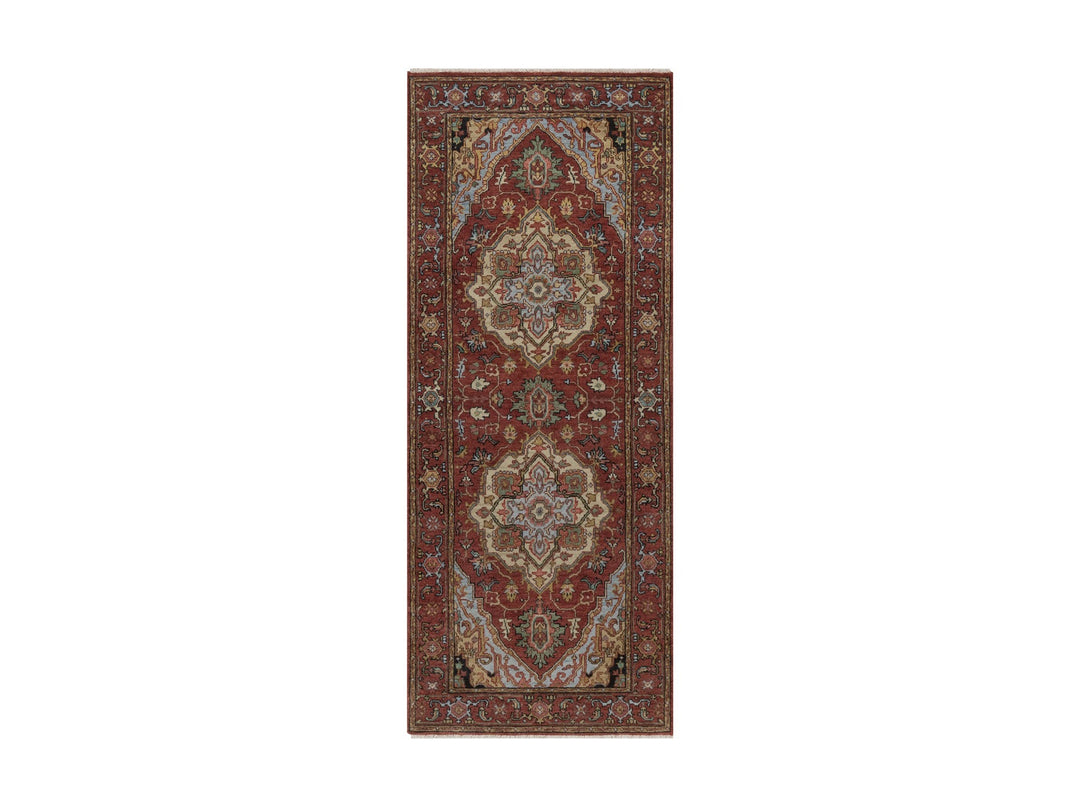 2'7" x 6'3" New Hand Knotted Red Wool Runner Oriental Rug - MOA10292771