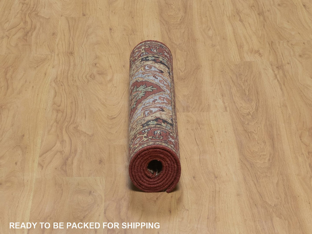 2'7" x 6'3" New Hand Knotted Red Wool Runner Oriental Rug - MOA10292771