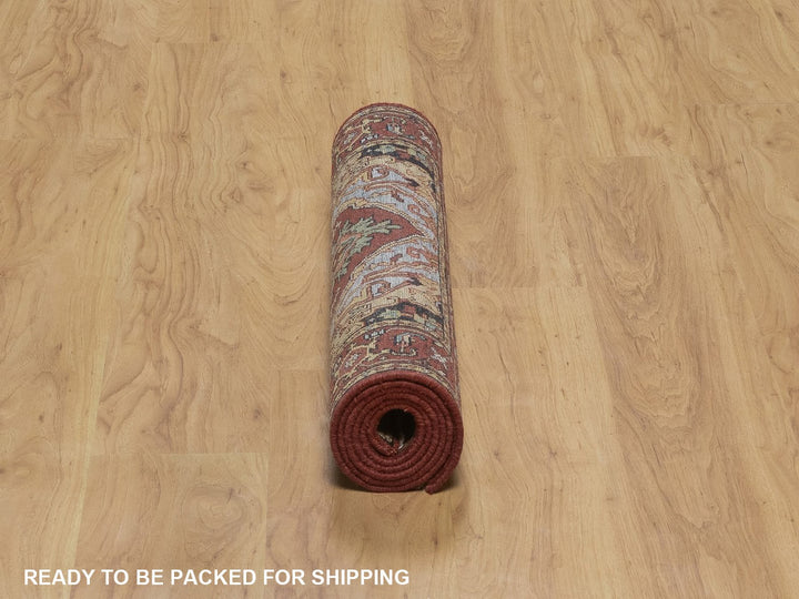2'7" x 6'3" New Hand Knotted Red Wool Runner Oriental Rug - MOA10292771