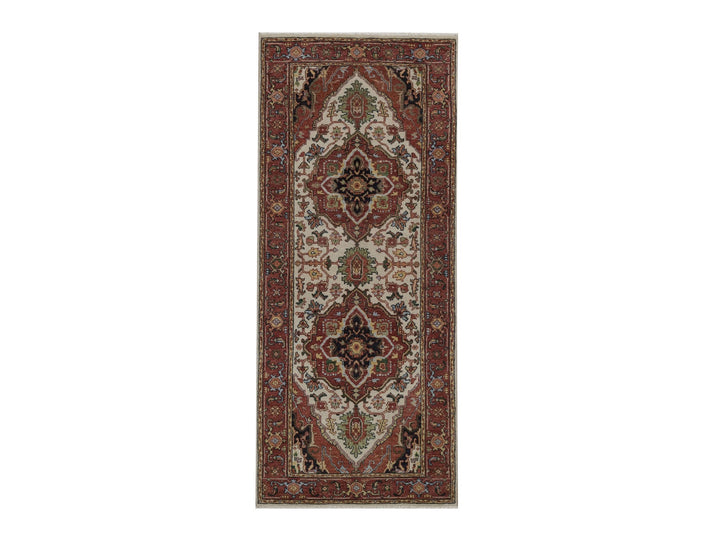 2'6" x 6'2" New Hand Knotted Ivory Wool Runner Oriental Rug - MOA10292772