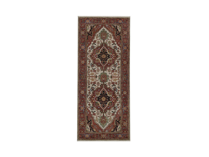2'6" x 6'2" New Hand Knotted Ivory Wool Runner Oriental Rug - MOA10292773
