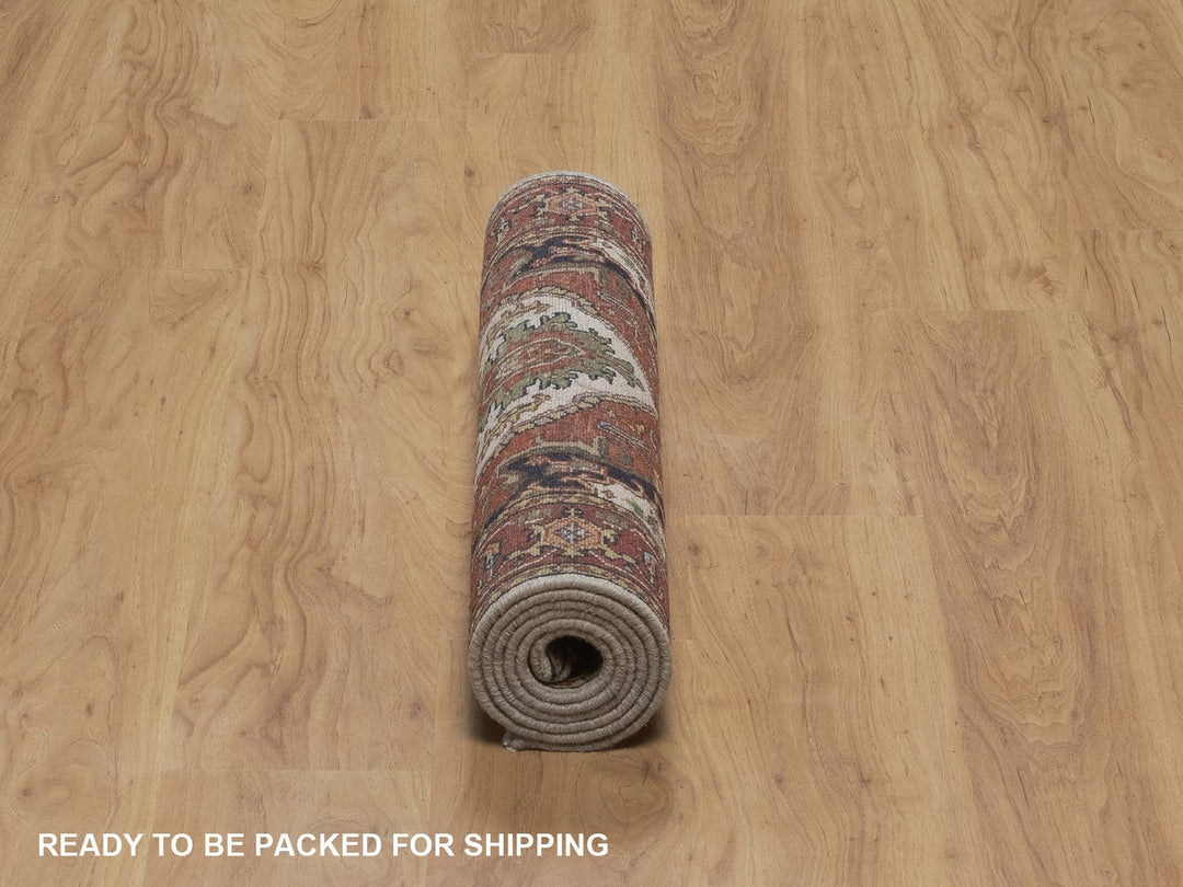 2'6" x 6'2" New Hand Knotted Ivory Wool Runner Oriental Rug - MOA10292773