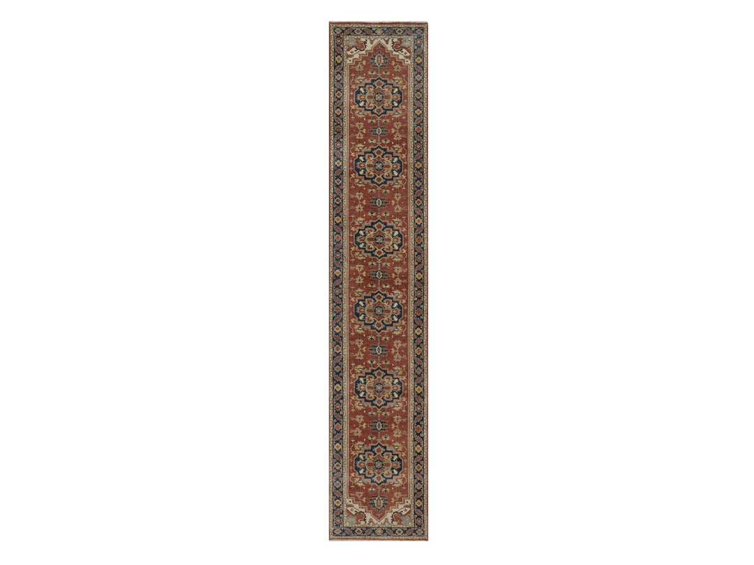 2'7" x 14'0" New Hand Knotted Red Wool Runner Oriental Rug - MOA10292774
