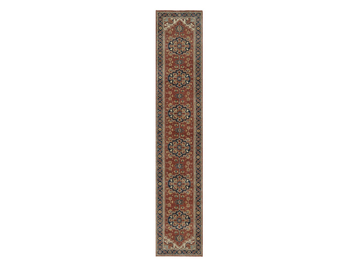 2'7" x 14'0" New Hand Knotted Red Wool Runner Oriental Rug - MOA10292774